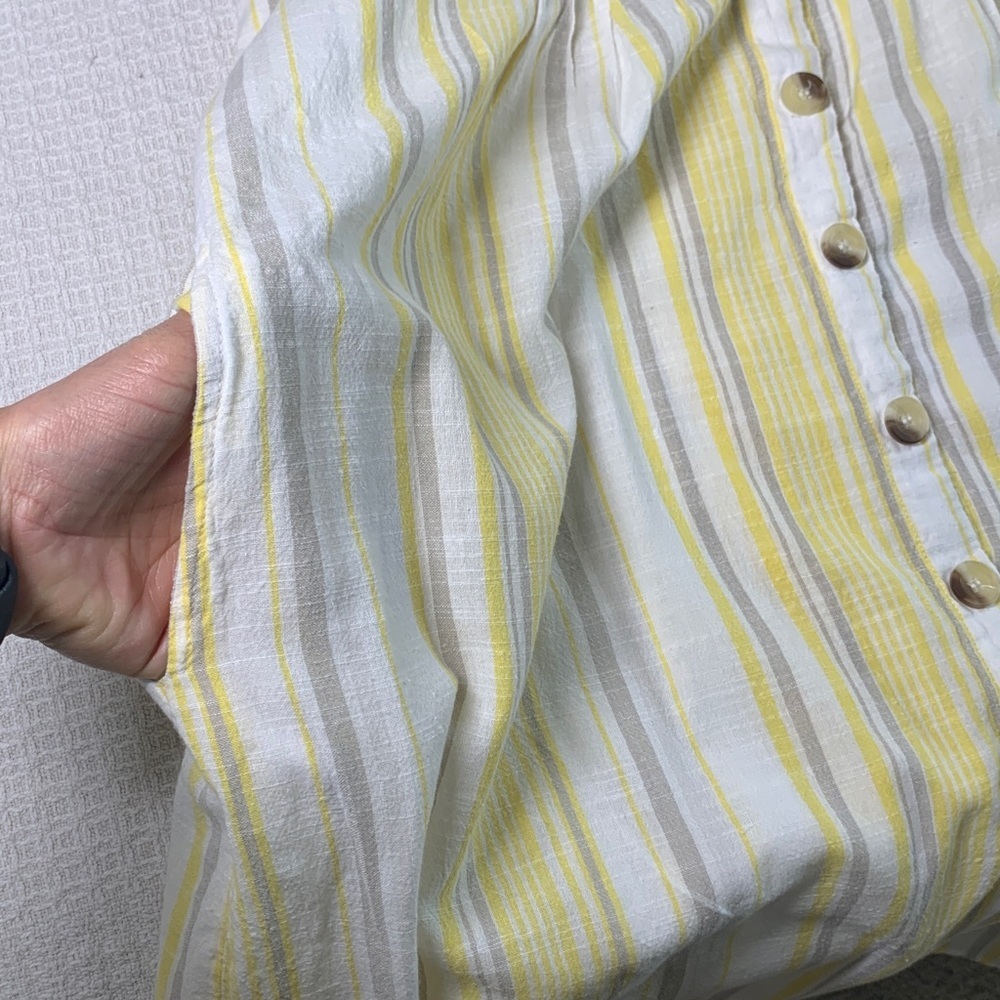 Blue Island yellow striped coverup dress size medium - Picture 4 of 9